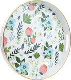 Round Serving Tray with Handles, Modern Floral Pattern, Perfect for Coffee Table, Ottoman, or Vanity, Lee33wh Color, Plastic Material