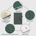 &And Per Se Lined Journal Notebook (5 Packs), 160 Pages, A5 5.7 x 8 inches College Ruled Thick Paper Notebook Journals for Writing, Hardcover Notebooks for Women Men Office School (Green)