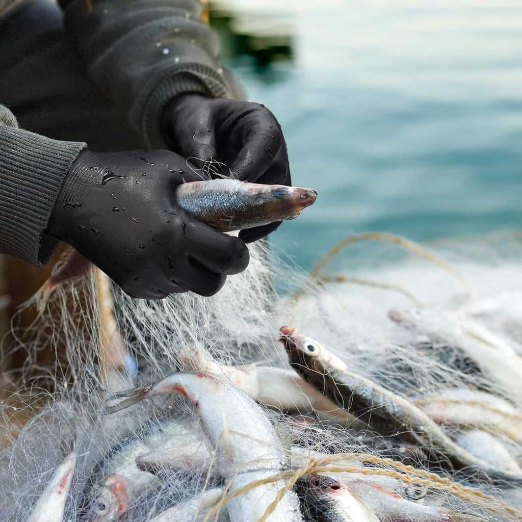 KAYGO Winter Waterproof Work Gloves for Men and Women, 3 Pairs Thermal Insulated Freezer Rubber Coated Gloves,Super Grip,KG160, XL, Black