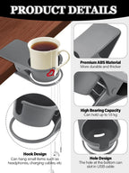 Kalolary 2PCS New Drinking Cup Holder Clip with Groove Table Bottle Cup Stand DIY Glass Cup Clamp Storage Saucer Clip Water Coffee Mug Holder Saucer Clip for Home Desk, Grey