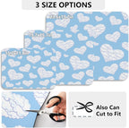 Valentine's Day Heart Blue Dish Drying Mat for Kitchen Counter, 23.6"x19.7" Coffee Bar, Super Absorbent Dish Drying Pad with Non-slip Rubber Backed, Quick Drying Mat for Coffee Machine