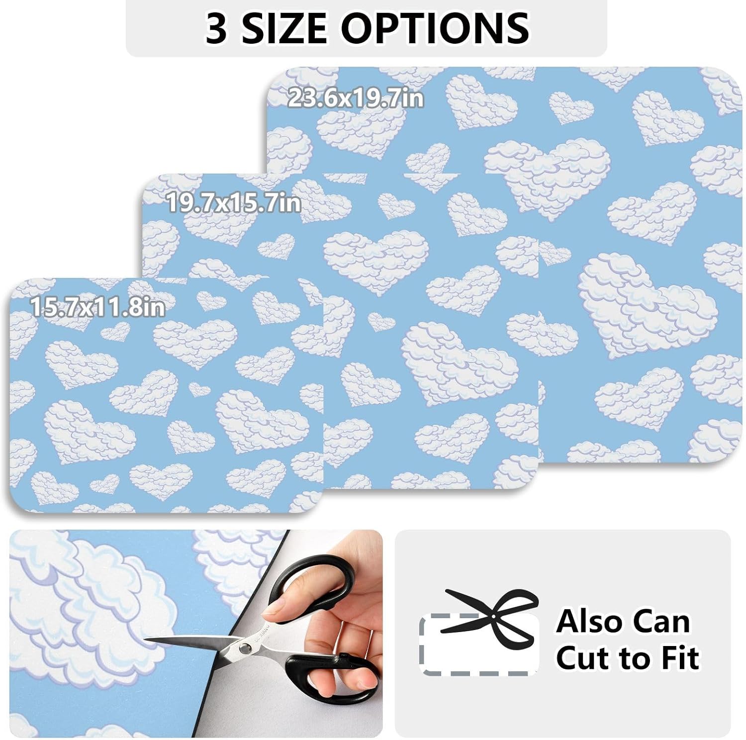 Valentine's Day Heart Blue Dish Drying Mat for Kitchen Counter, 23.6"x19.7" Coffee Bar, Super Absorbent Dish Drying Pad with Non-slip Rubber Backed, Quick Drying Mat for Coffee Machine