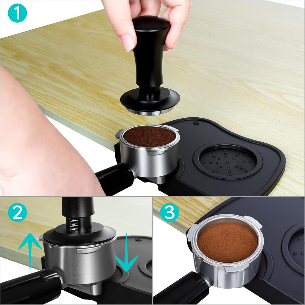CASABREWS Black Espresso Coffee Tamper 51mm – Heavy-Duty 30lb Calibrated Tamper with Flat Stainless Steel Base, Spring Mechanism for Even Pressure, Compatible with 51mm Portafilter
