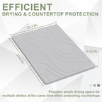 Large Stone Drying Mat for Kitchen Counter, 24" × 16" Diatomite Dish Drying Mat, Quick Dry Stone Mats, Ultra Absorbent Natural Diatomaceous Earth Mats for Dished, Bottles, Light Grey