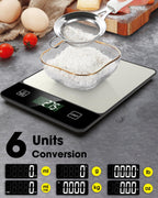 Mik-Nana Food Scale, 22lb Digital Kitchen Scale Weight Grams and Oz for Baking Cooking Coffee Meal Prep Package Postage, 6 Units with Tare Function, 1g/0.04oz Precise Graduation (Black)