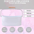 Alpha Living Home Farmhouse 4-Section Galvanized Utensil Caddy - Versatile Organizer for Kitchen, Party & Outdoor Events Rustic Silverware Holder, Cutlery Organizer, Picnic (White)