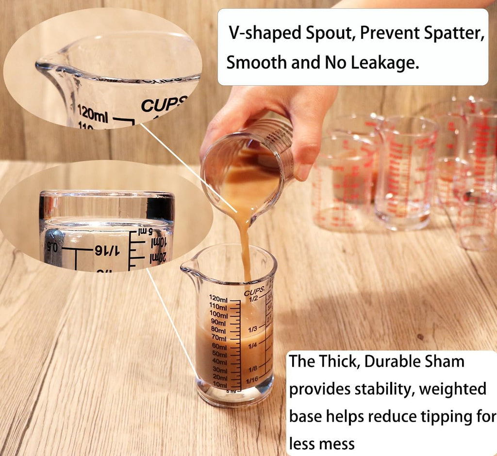 Ackers 4oz Glass Measuring Cup – Shot Glass with Ounce,Ml,Cups Markings for Kitchen & Bar(Pack of 2)