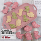 8 Pcs Dinosaur Cookie Cutters Set Baking Molds 3D Dinosaur Press type Cookie Cutter for Baking, Fondant, Cheese, and Pastries