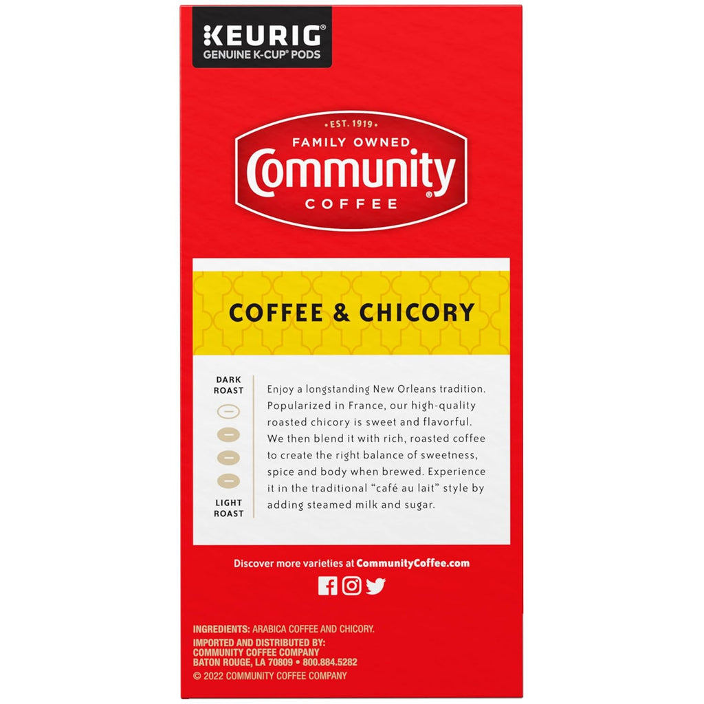 Community Coffee and Chicory, Medium-Dark Roast, Single-Serve Keurig K-Cup Pods, 32 Count (Pack of 4)