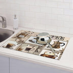 Coffee Dish Drying Mat, Highly Absorbent Microfiber Kitchen Counter Pad Reusable Washable, 18*24"