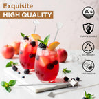 Demigo Long Cocktail Picks 7.5 inches, 8pcs New Styles Stainless Steel, Reusable Olive Stuffers Martini Pick set Fruit Toothpick Garnish Skewers Appetizer Drink Stick for Bar Party, Barbeque Snack