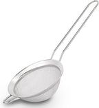 D Fine Mesh Strainer, Stainless Steel Sieve Sifter with Handle, Small Metal Strainer for Loose Tea, Juice, Drink, Herbs, Mini Sifter for Flour, Matcha, Kitchen, Baking, 3-Inch (8x3, Silver)