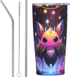 Bat Tumbler with Lid and Straw 20oz Coffee Tumblers Leakproof Stainless Steel Travel Mug Vacuum Insulated Cup for Iced and Hot
