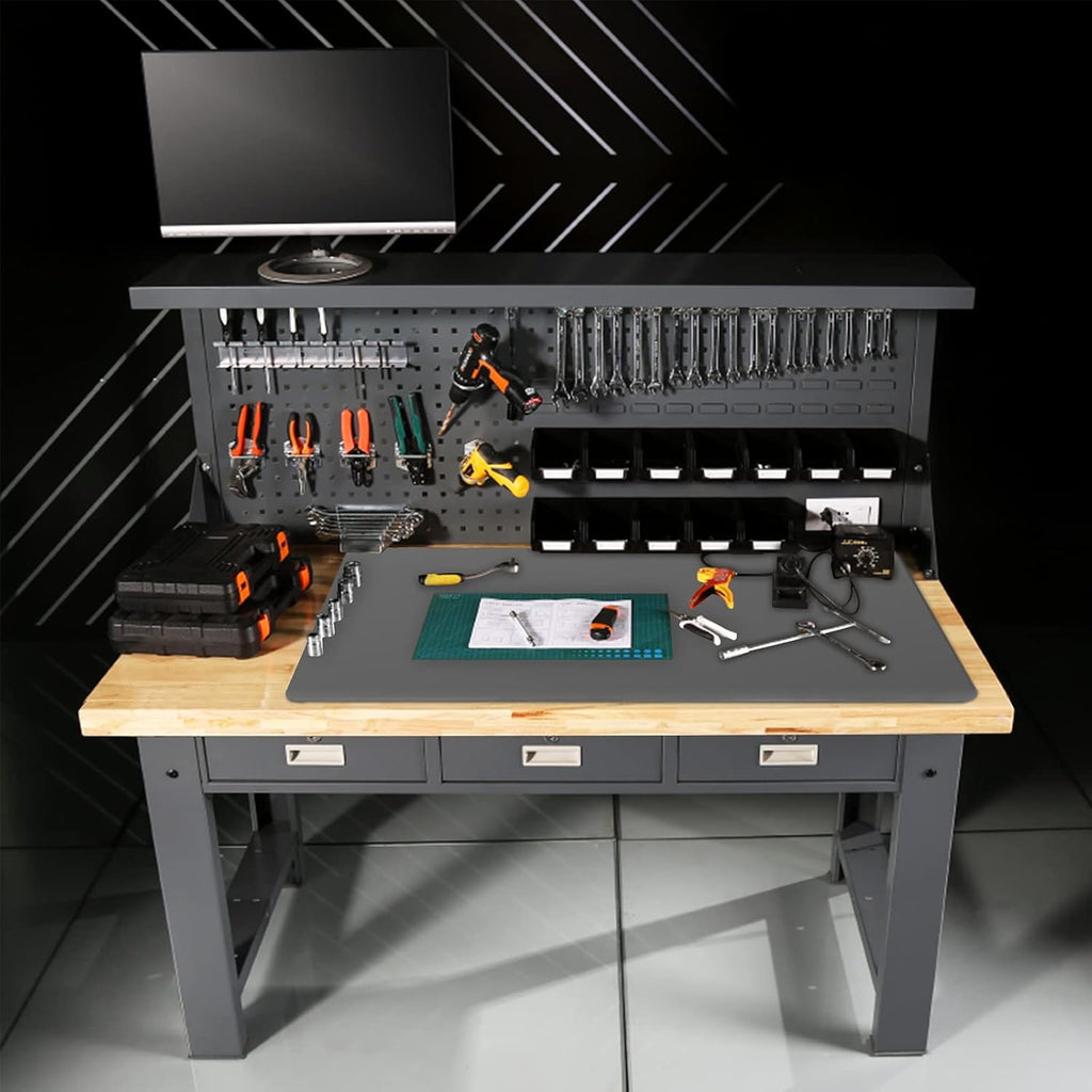 Ewen 31.6x23.5in Heat Resistant Mats for Countertop, 2mm Thick Extra Large Silicone Countertop Protector Mat for Baking Appliances Air Fryer Coffee Maker Kitchen Table Workbench Art Crafts Pad Gray