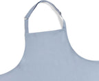 Solino Home 100% Pure Linen Apron for Women & Men - Dusty Blue Stripe Full Midi Bib Apron, Adjustable Neck Strap with Center Pockets for Kitchen, Chef - Handcrafted from European Flax
