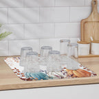 Fall Dish Drying Mat for Kitchen Counter Pumpkin Drying Pad Absorbent Drying Mats for Countertops Sinks Draining Racks Autumn Eucalyptus Leaves Drainer Holiday Harvest Thanksgiving Decorations 18x24