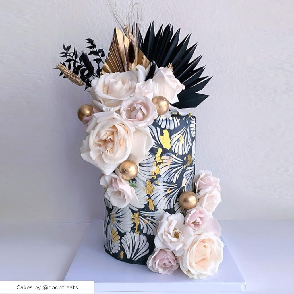 Cake Decorating Stencil for Tall Buttercream Cake, Royal Icing, Ganache, Paint, Airbrush (Leticia)