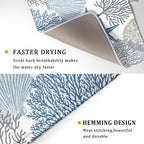 Summer Coastal Dish Drying Mats for Kitchen Counter 16x18 Inch Sea Shells Starfish Drying Mat High Absorbent Reversible Kitchen Mat Blue Coral Ocean Themed Dishes Pad for Countertop Tableware Decor