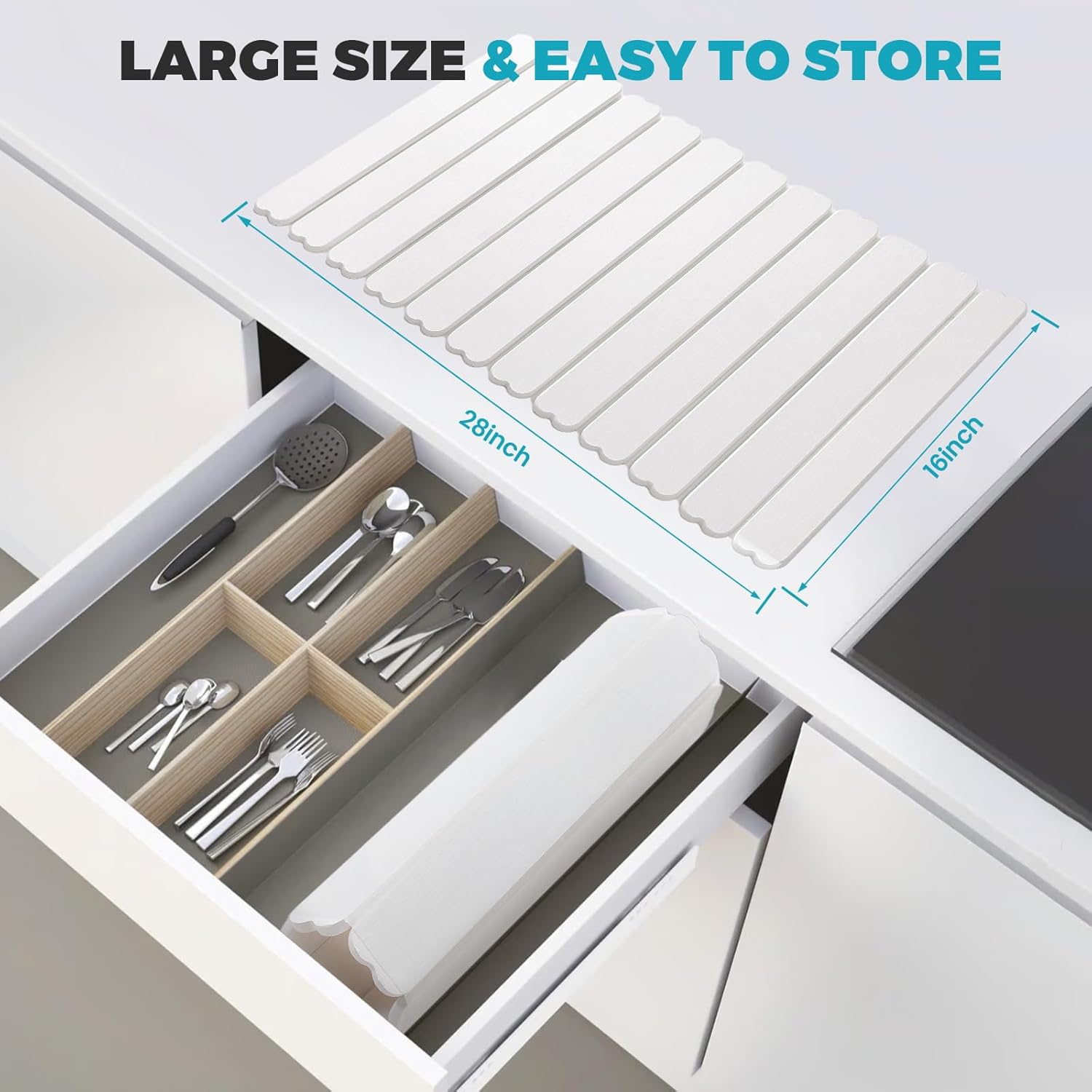 Extral Large Quick Dry Stone Drying Mat for Kitchen Counter,28x16 Inch Collapsible Eco-Friendly Absorbent Diatomaceous Earth Mat for Dishes Cups,Dish Drying Mats (White-Love Shape, 28x16 inch)