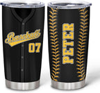 Hyturtle Personalized Baseball Tumbler Baseball Players Design Stainless Steel Double Walled Vacuum Insulated Tumblers 20oz30oz Coffee Travel Mug Cup Christmas Gift For Men Boys Friends Dad Sports Fan