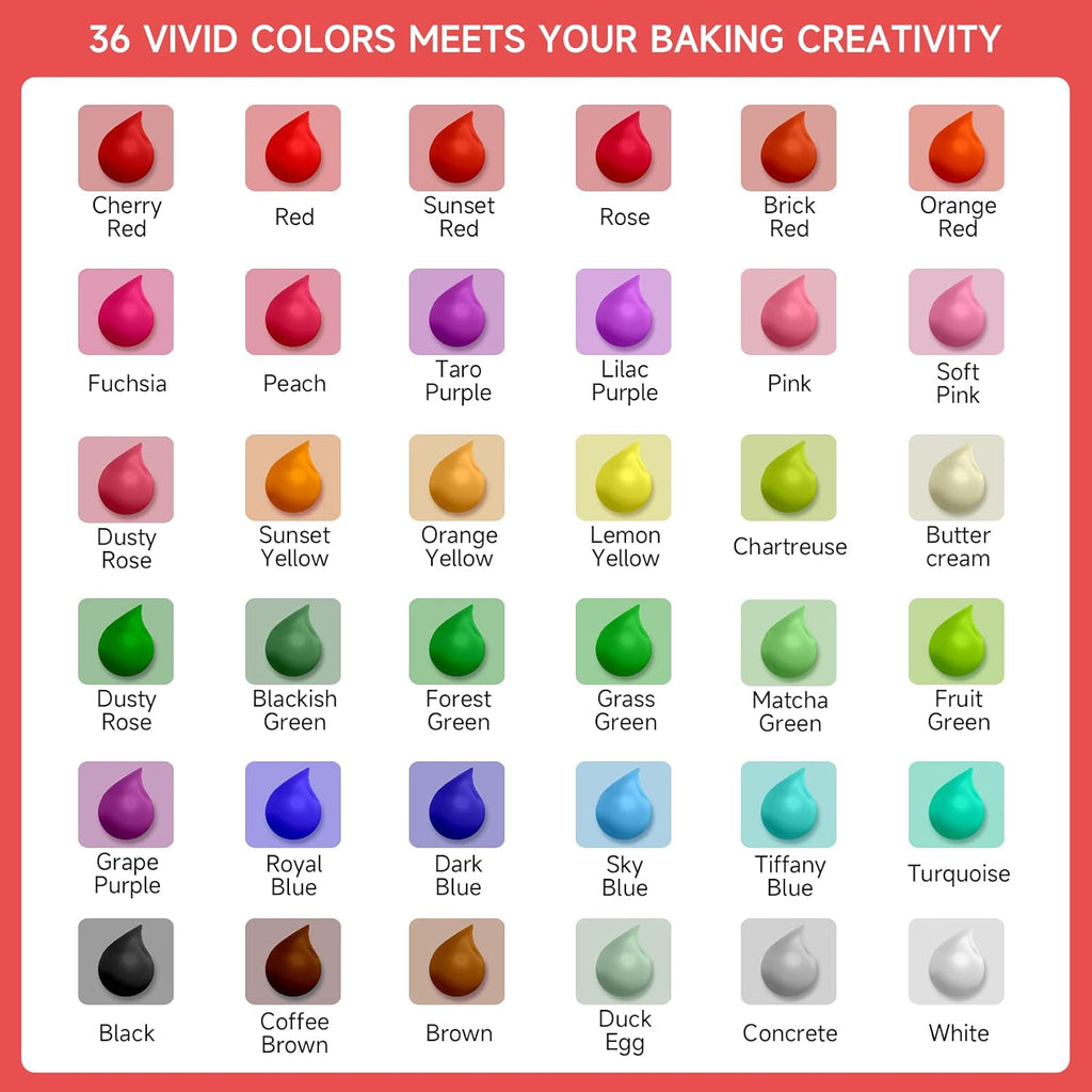 Cakestar Food Coloring Liquid, 36 Vibrant Food Coloring for Slime, Upgraded Food Dye Concentrated Neon Food Coloring Liquids for Cake, Cookies, Baking Decorating, Icing, DIY Crafts, 6ml/bottle