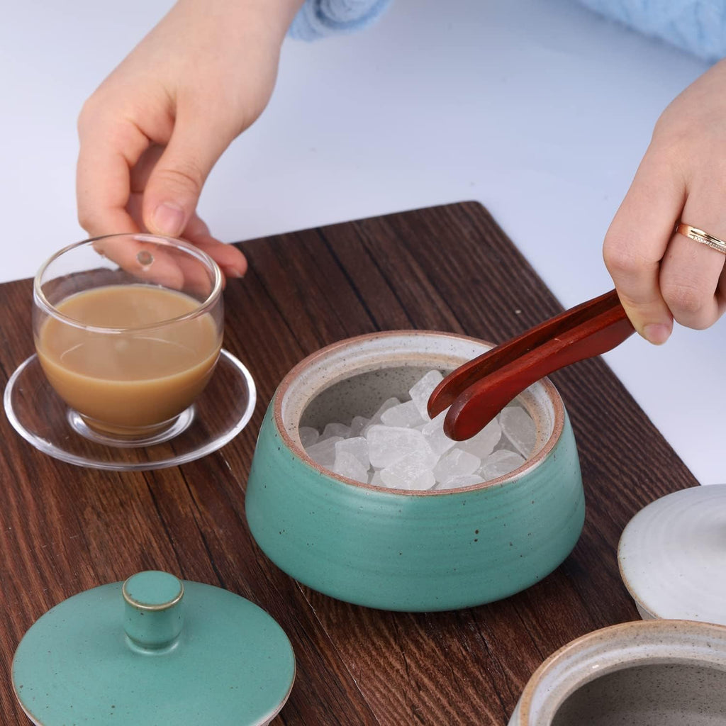 Retro Kitchen Ceramic Canister, 13.53 FL OZ (400 ML) Vintage Food Storage Jar for Tea, Coffee Beans, Herb, Candy, Spices, Nuts (Ancient Green)