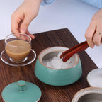 Retro Kitchen Ceramic Canister, 13.53 FL OZ (400 ML) Vintage Food Storage Jar for Tea, Coffee Beans, Herb, Candy, Spices, Nuts (Ancient Green)