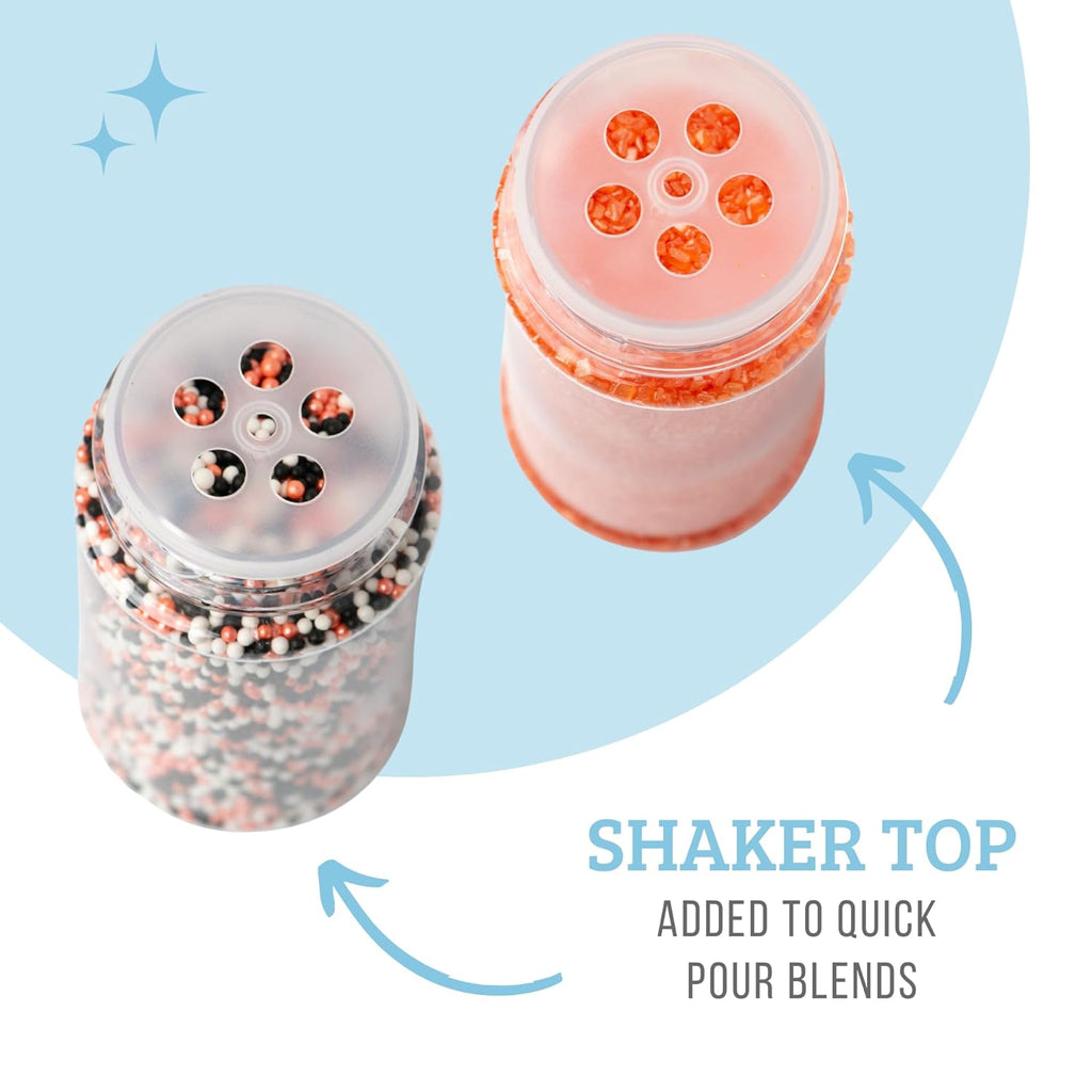 Sweets Indeed Halloween Sprinkles 4-Pack – 10.90 oz Jar Set | Candy Eyeball Mix, Bat & Pumpkin Quin Mix, Orange Sanding Sugar & Black/White/Orange Nonpareils | Cupcake & Cookie Decorations