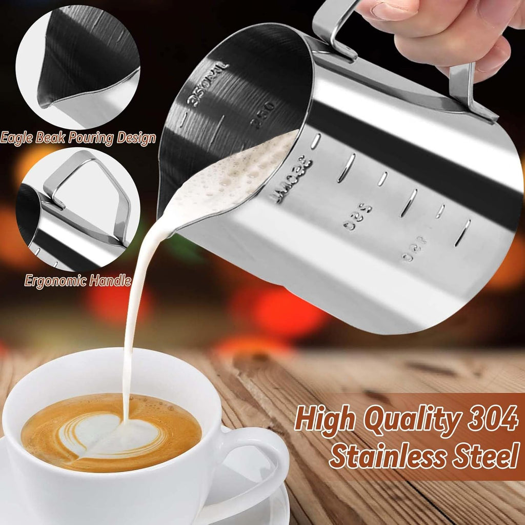 22 PCS Coffee Tamper Set, Espresso Accessories Barista Kit, with 51mm Espresso Tamper, WDT Tool, Frothing Pitcher(350 ml), Latte Art Pen, Coffee Stirrer, Tamper Mat, 16 Coffee Stencils