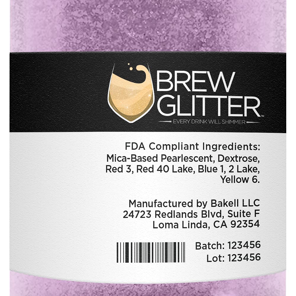 Light Purple BREW GLITTER Edible Glitter For Drinks, Cocktails, Beer, Garnish Glitter & Beverages | KOSHER & HALAL Certified | 100% Edible & Food Grade | Vegan, Gluten, Nut Free (50g, Light Purple)