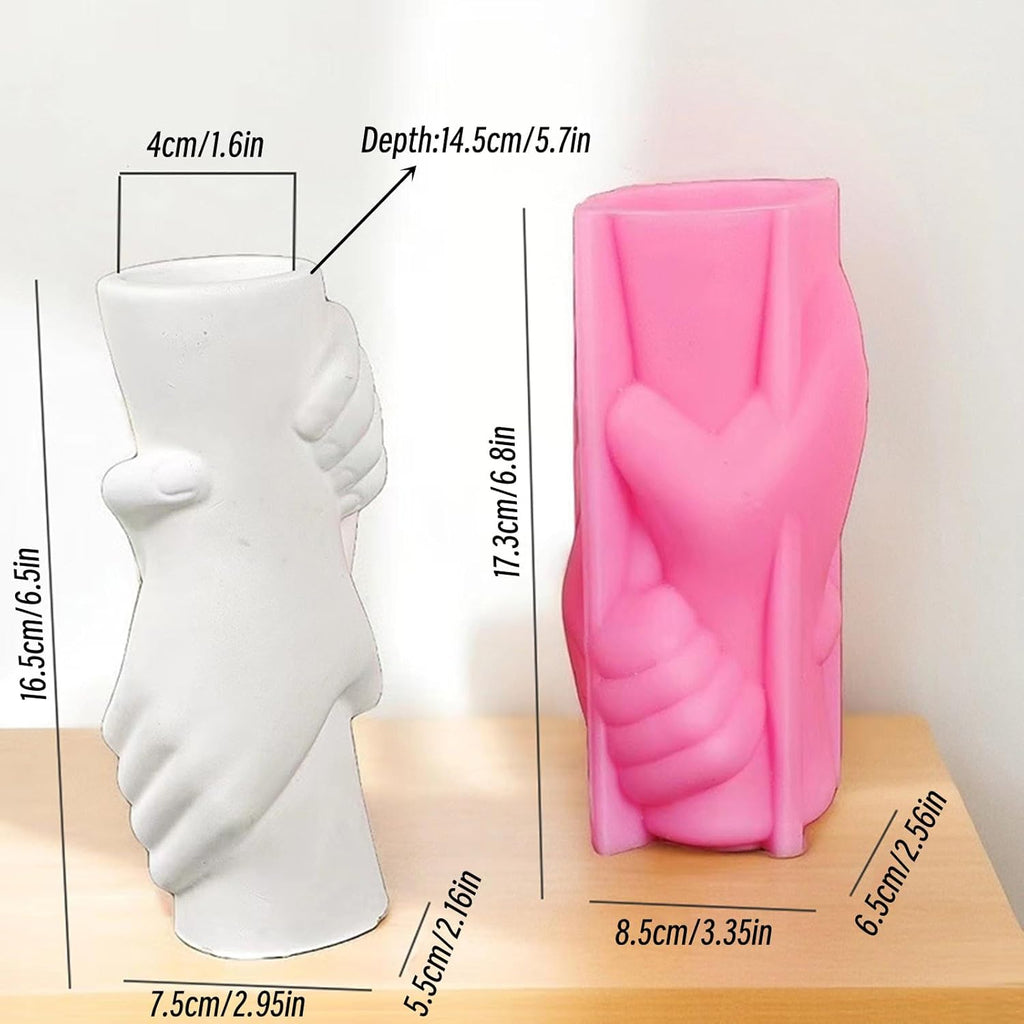 Hand in Hand Vase Cement Clay Mold Plaster Flower Pot Silicone Mold Concrete Succulent Flowerpot Pen Holder Epoxy Resin Mold