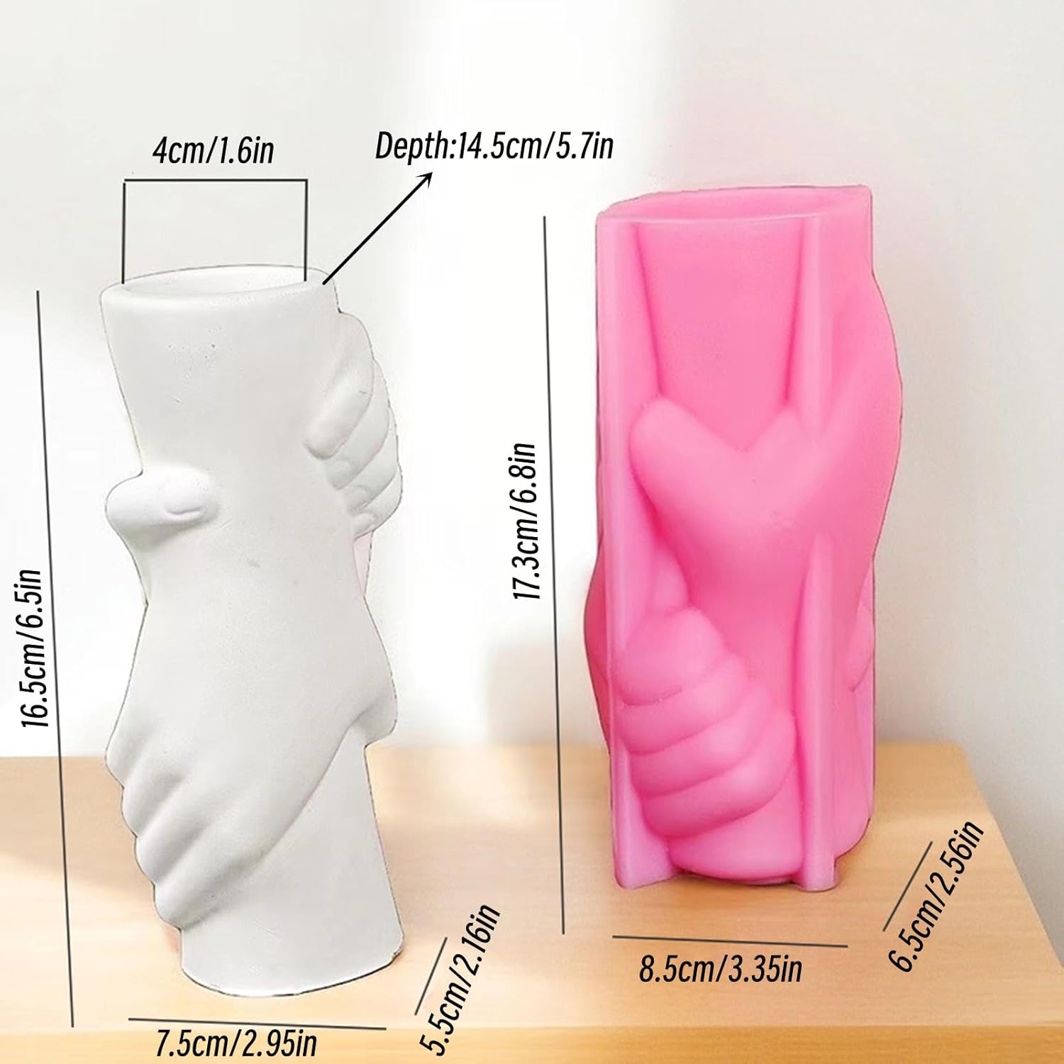 Hand in Hand Vase Cement Clay Mold Plaster Flower Pot Silicone Mold Concrete Succulent Flowerpot Pen Holder Epoxy Resin Mold