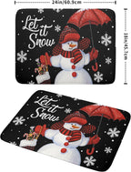 Black Snowman Dish Drying Mats for Kitchen Counter, Winter Snowflake Dish Mat Absorbent Reversible Microfiber Dish Drying Pad Christmas Kitchen Drying Mat Dish Drainer Rack Mats for Bar 18”x24”