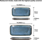 Porcelain Dinner Plates Blue 2 PCS, Serving platters for entertaining, for Fruit, cheese, snack, Bread, cupcake, Salad - Scratch Resistant durable, Microwave, Dishwasher Safe