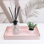 Spsyrine Pink Bathroom Vanity Tray with Handles for Dresser Tops, Countertop, Perfume Decorative Tray, 11.8” * 7.87” *1.37”