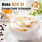 Nahida Beige Milk Frother Wand for Coffee,Handheld Rechargeable Electric Whisk with Stand