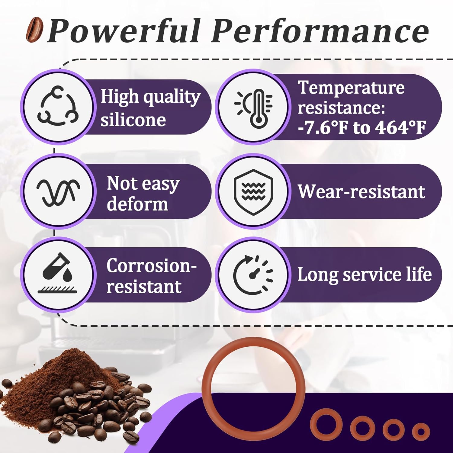 18 PCS Seal O-Ring Kit Gasket Seal Set Fit for Saeco Philips Gaggia, Professional Coffee Machine O'Rings for Boiler Outlet Pin and Brew Unit, Food Grade Silicone Ring for Saeco Daily Replacement