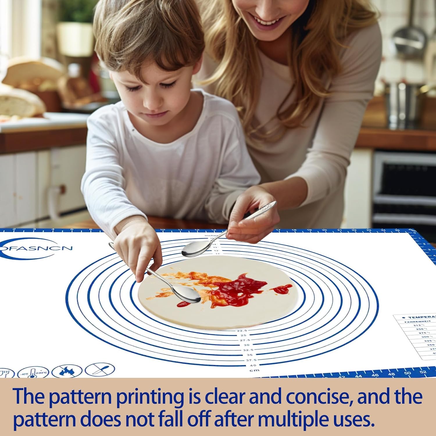 Large Silicone Pastry Mat for Rolling Dough Non Slip Non Stick Silicone Mats for Kitchen Counter 28x20"Blue