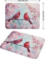 Giwawa Spring Birds Dish Drying Mat, Cherry Blossom Red Birds Dish Drainer Mats for Kitchen Countertop, Watercolor Floral Absorbent Reversible Dish Drying Pad Decor, 18x24inches, Large