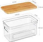 Acrylic Trash Bag Holder, Multi Purposes Clear Organizers and Storage with Bamboo Lid, Kitchen Paper Holder Stackable Toilet Tissue Storage