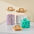 Sweejar 1 qt Glass Food Storage Containers with Lids, Coffee Container for Ground Coffee, 32 oz Glass Jars with Bamboo Lids, 1 Pack