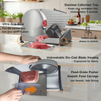 Meat Slicer, Electric Meat Slicer Machine for Home with 2 Removable 7.5'' Blades ETL Certified, Adjustable Thickness Deli Food Slicer-Meat Cutter Machine for Bread Cheese (180W Meat Silcer)