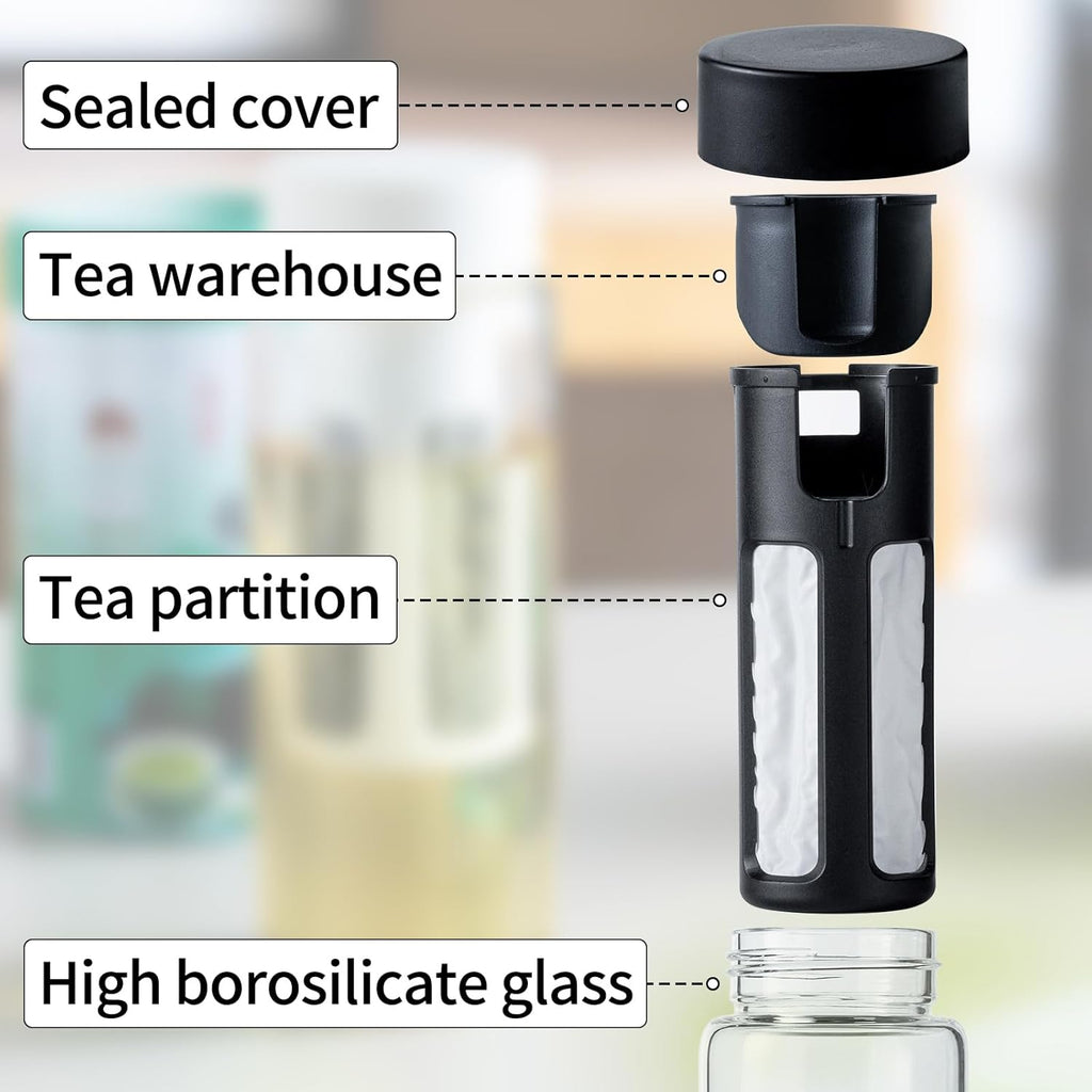 19oz Cold Brew Bottle, Cold Brew Maker with Removable Filter, BPA - Free Portable Cold Brew Tea Bottle for Iced Tea, Cold Brew & Fruit Infusion (White)
