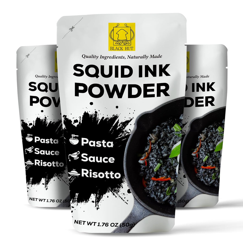 Black Hut Cuttlefish Squid Ink Powder, Perfect for Festive Baking & Cooking, Ideal for Rice, Noodles, Pasta, Spaghetti, Risotto, Tinta de Sepia, Halal Certified, Contains Molluscs, 1.76oz / 50g