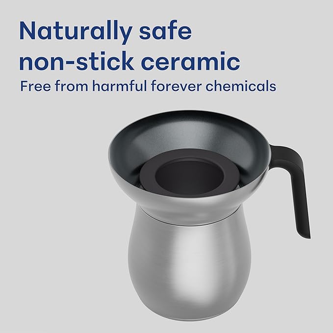 Loka Chai Maker for Authentic Masala Chai & Chai Latte | Easy Clean Stainless Steel Stovetop Tea Maker with Innovative Chai Fountain | Non-Stick Ceramic, 20oz (3 Cups) - (Silicone Strainer)