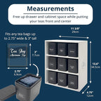 AllSpice Tea Organizer Rack with 9 Tins & 160 Magnetic Labels – Perfect for Bagged & Loose Leaf Tea Organization - White