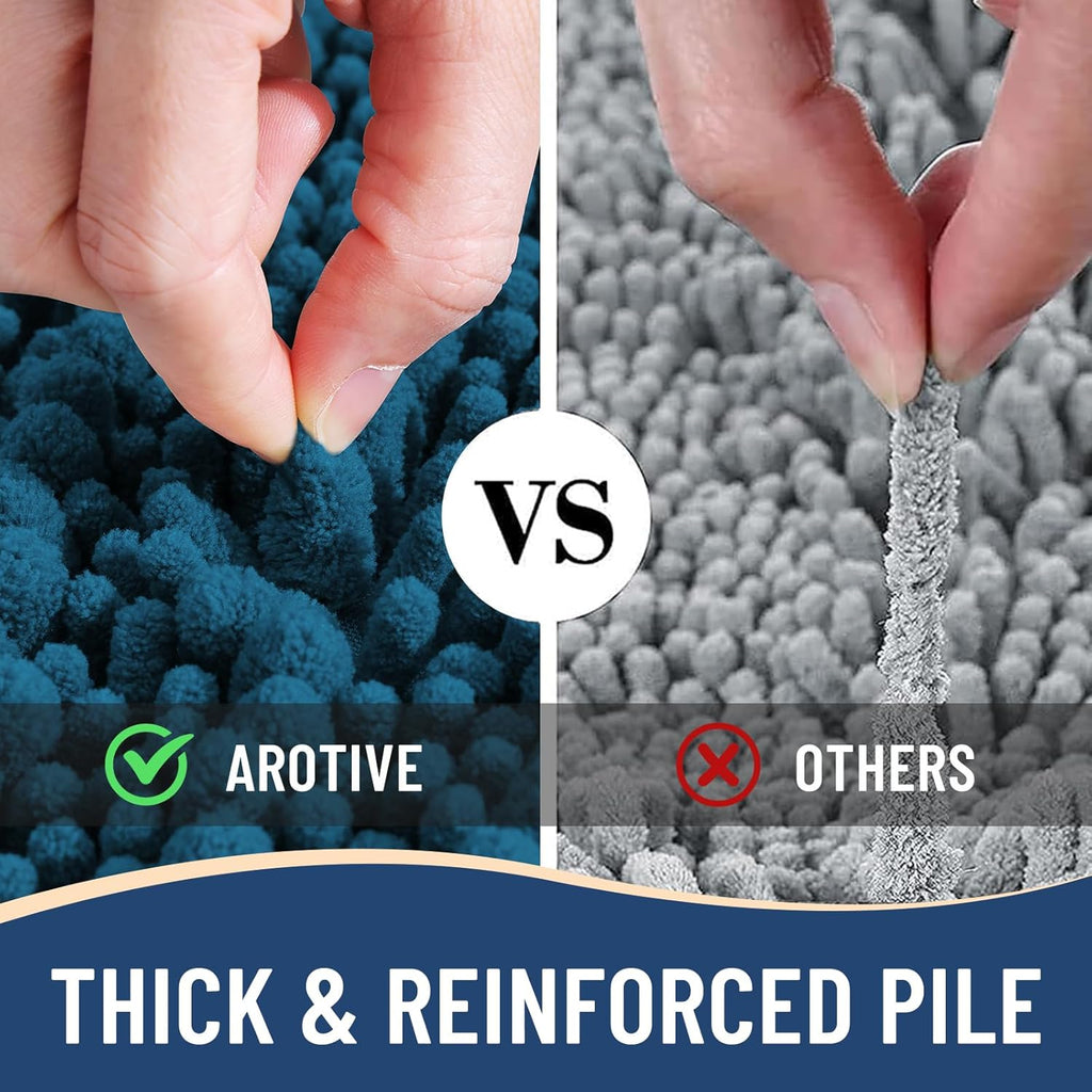 Arotive Luxury Chenille Bathroom Rug Mat, Extra Soft Thick Absorbent Shaggy Bath Rugs, Non-Slip Machine Wash Dry, Plush Bath Mats for Bathroom, Shower and Tub, 40x32, Peacock Blue