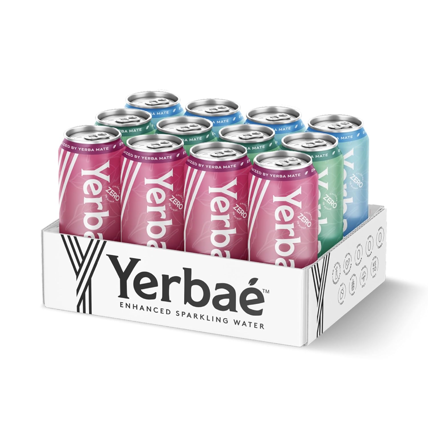 Yerbaé Energy Beverage - Variety Power Pack, 0 Sugar, 0 Calories, 0 Carbs. Yerbae is Energized by Yerba Mate, Plant-Based, Healthy Alternative to Sugary Energy Drinks, 16oz cans (12 Pack)