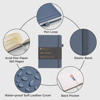 &And Per Se Lined Journal Notebook (10 Packs), 160 Pages, A5 5.7 x 8 inches College Ruled Thick Paper Notebook Journals for Writing, Hardcover Notebooks for Women Men Office School (Dark Blue)