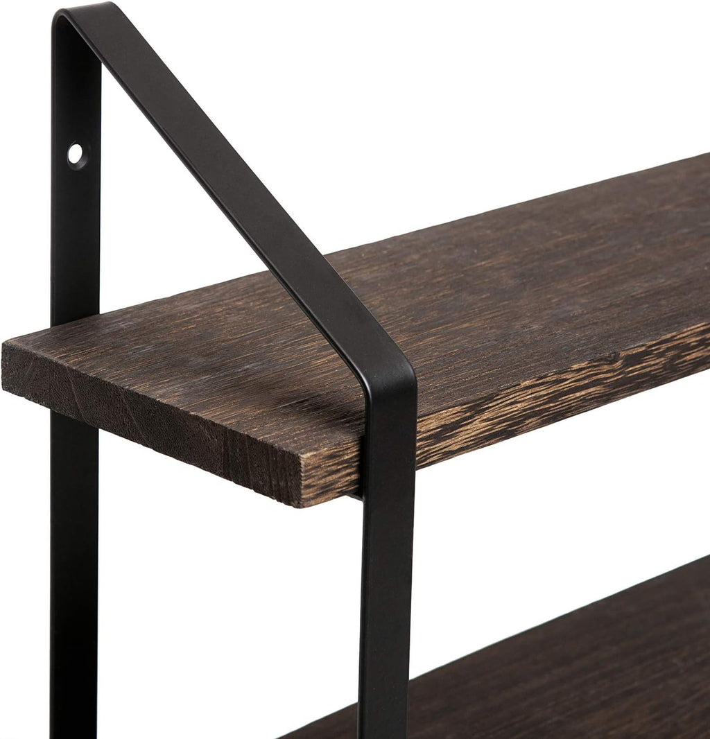 Mkono Floating Wall Shelf 3 Tier 23.5 Inch Rustic Wood Hanging Book Shelf Bathroom Mounted Shelving Storage Display Shelves for Living Room Bedroom Kitchen Office